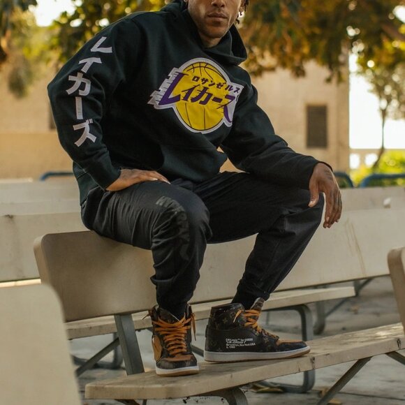 Hyperfly x NBA The Katakana Collection Lakers Hoodie in Black - Picture 2 of 4